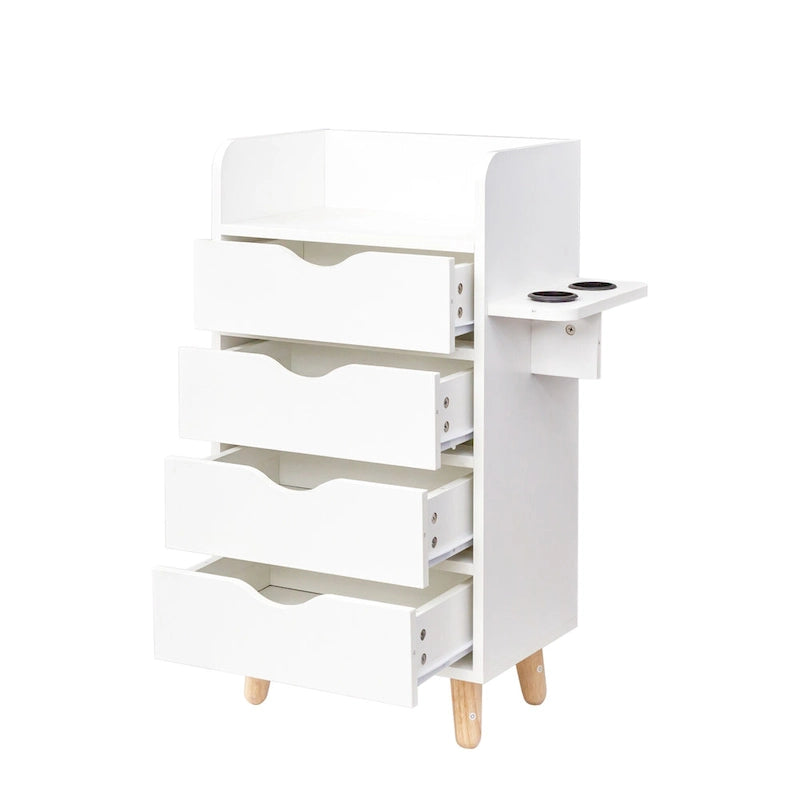 4-Layer Salon Storage Cabinet with 2 Dryer Holders and 4 Drawers