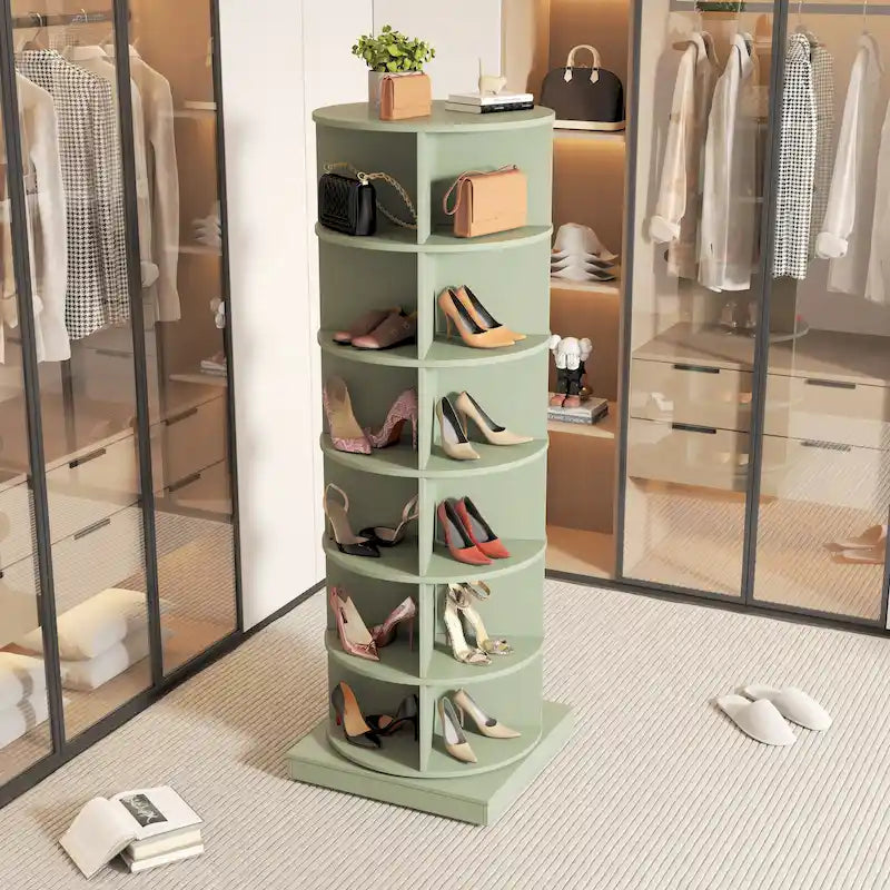 Meuble à chaussures rotatif à 360 degrés, 6 niveaux