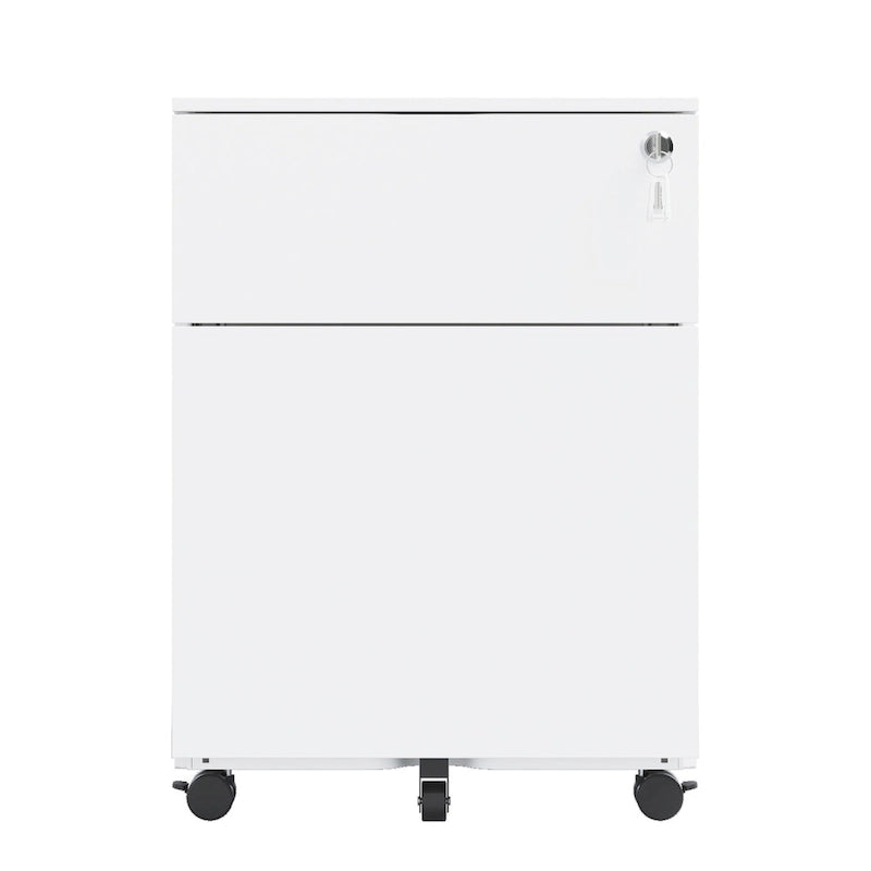 Mobiler Aktenschrank mit 2 Schubladen und Schloss, Stahl-Aktenschrank für Legal-/Letter-/A4-/F4-Format