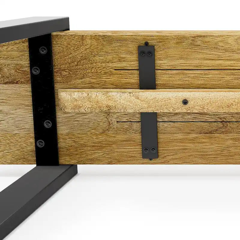 SOLID MANGO WOOD 42 inch Wide Industrial Contemporary Bench in Natural - 42 Inches wide