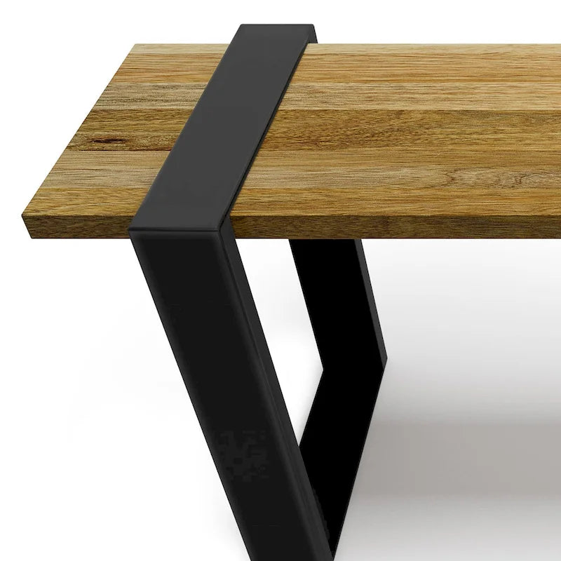 SOLID MANGO WOOD 42 inch Wide Industrial Contemporary Bench in Natural - 42 Inches wide