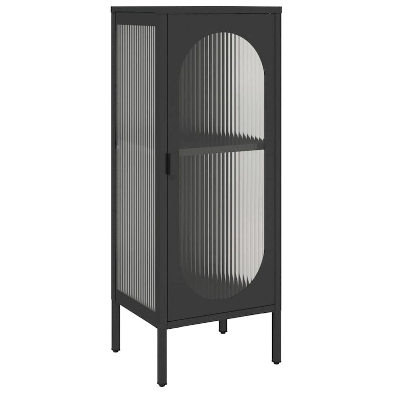 Sideboard Schwarz 15.7x13.8x41.3 Glas und Stahl - 15.7 x 13.8 x 41.3