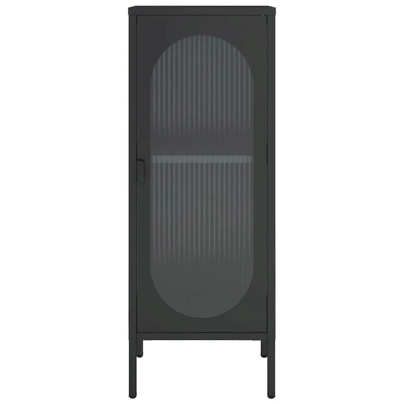 Sideboard Schwarz 15.7x13.8x41.3 Glas und Stahl - 15.7 x 13.8 x 41.3