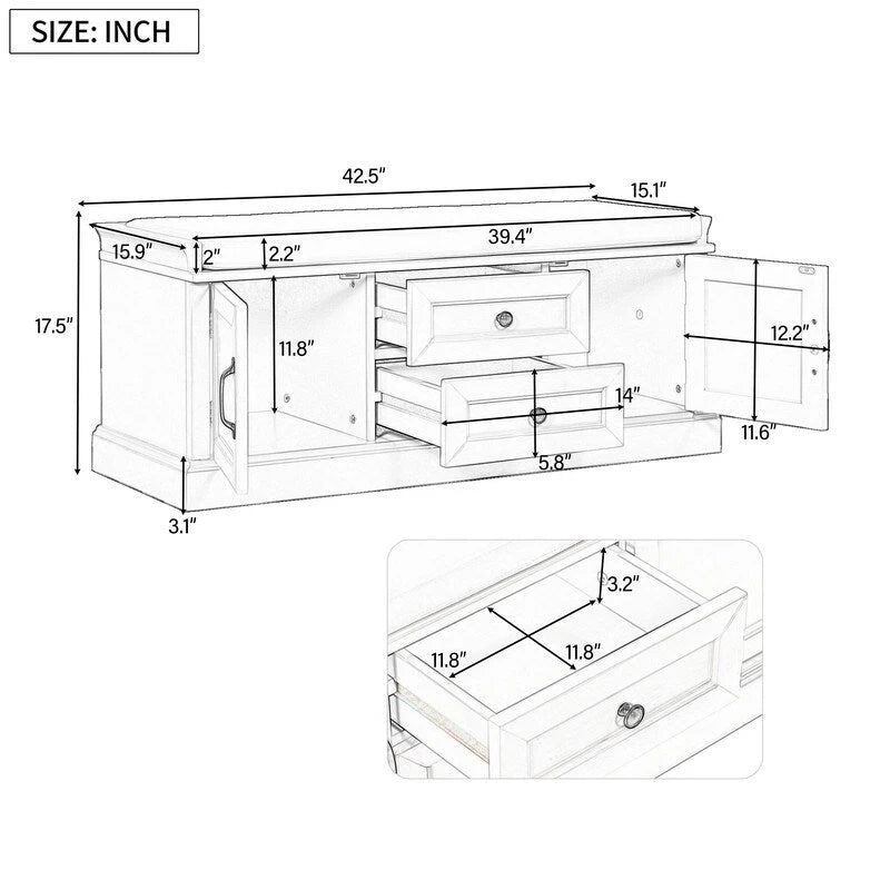 Shoe cabinet storage bench