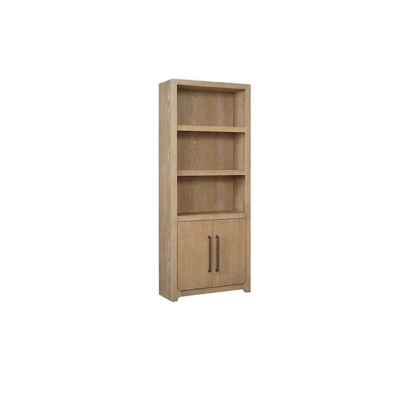 Modernes Holz-Bücherregal mit Türen, Büroregal, Aufbewahrungsschrank, vollständig montiert, Hellbraun