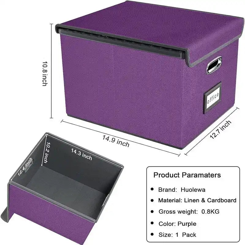 Zusammenklappbare Box zur Aufbewahrung von Akten - 14.9L x 12.7W x 10.8H