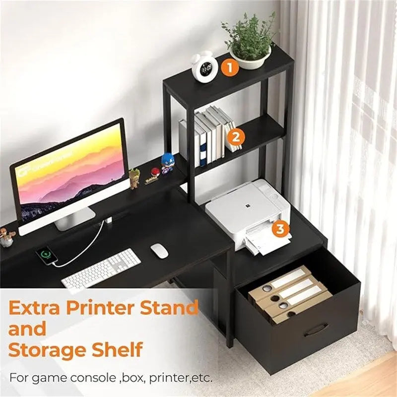 Schreibtisch mit Formdesign und Steckdosen - 18.89D x 70.07W x 29.52H