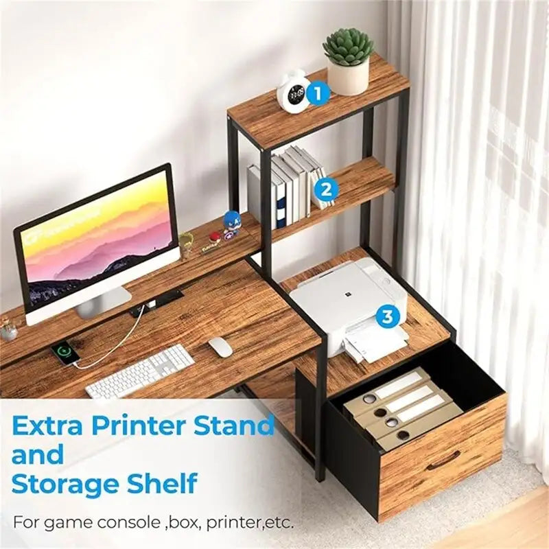 Schreibtisch mit Formdesign und Steckdosen - 18.89D x 70.07W x 29.52H
