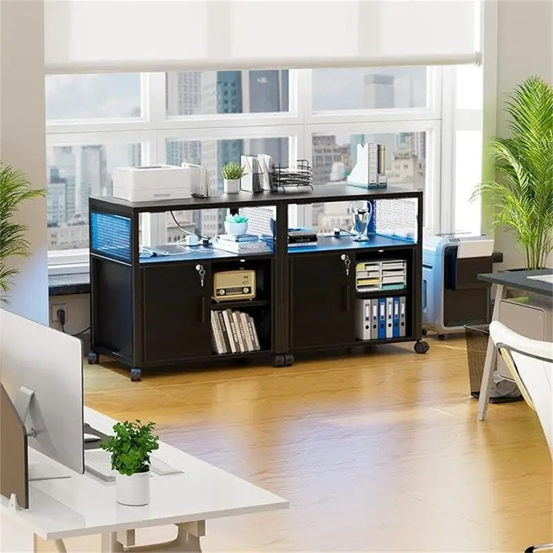 Meuble pour imprimante avec éclairage LED, - 23.6P x 17.2L x 26H