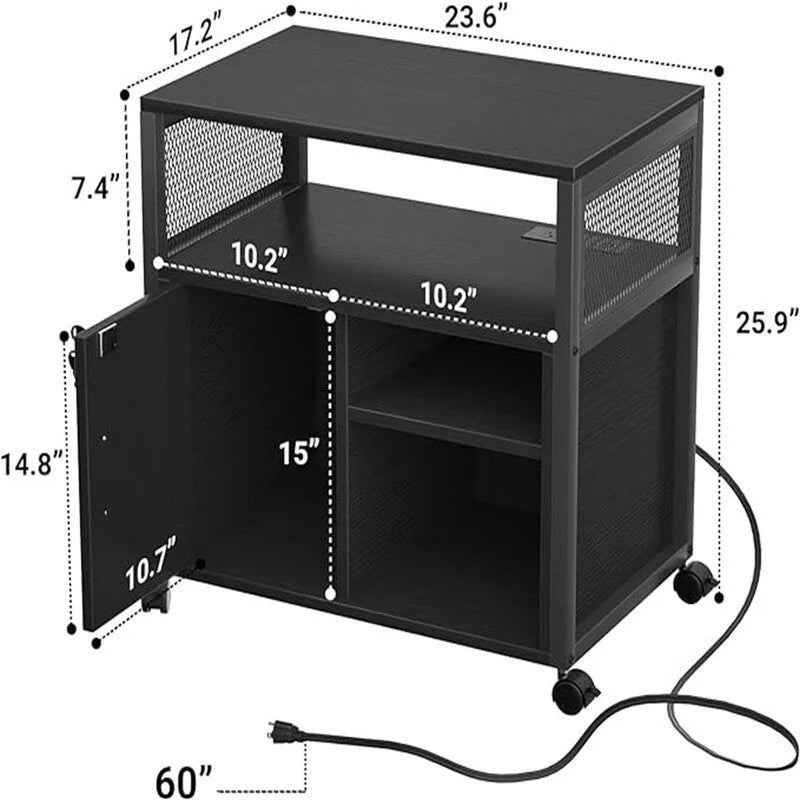 Meuble pour imprimante avec éclairage LED, - 23.6P x 17.2L x 26H