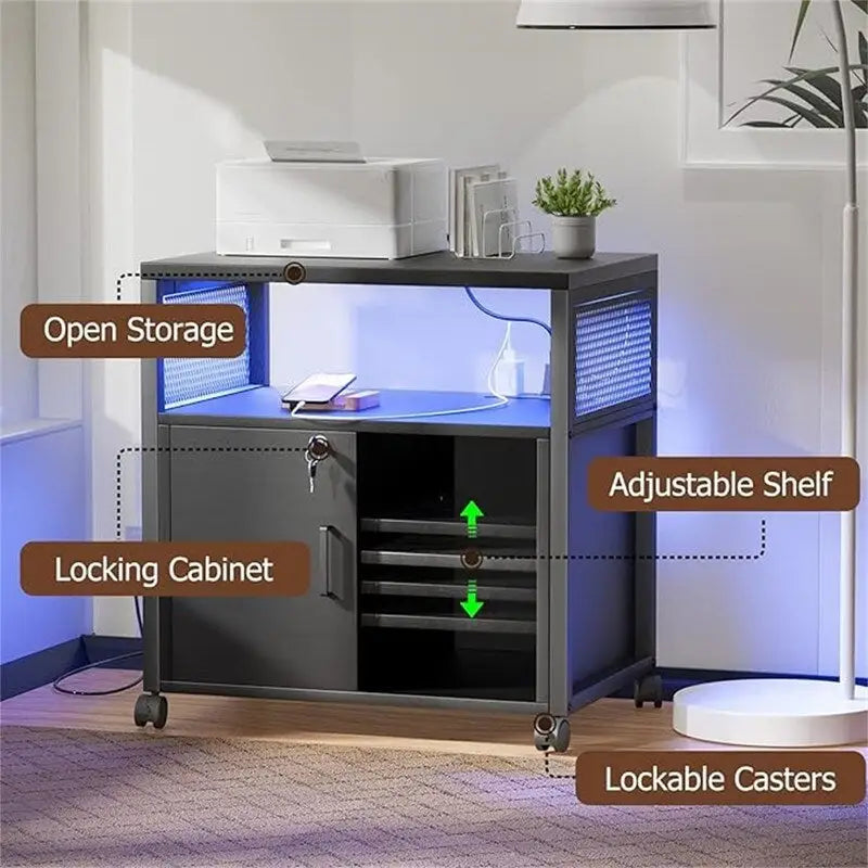 Druckerständer mit LED-Leuchten, - 23.6D x 17.2W x 26H