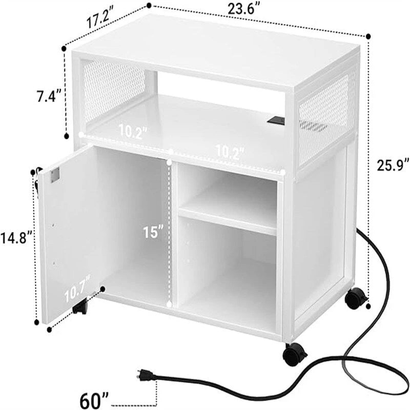 Meuble pour imprimante avec éclairage LED, - 23.6P x 17.2L x 26H