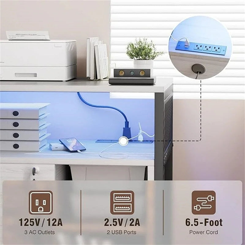 Meuble pour imprimante avec éclairage LED, - 23.6P x 17.2L x 26H