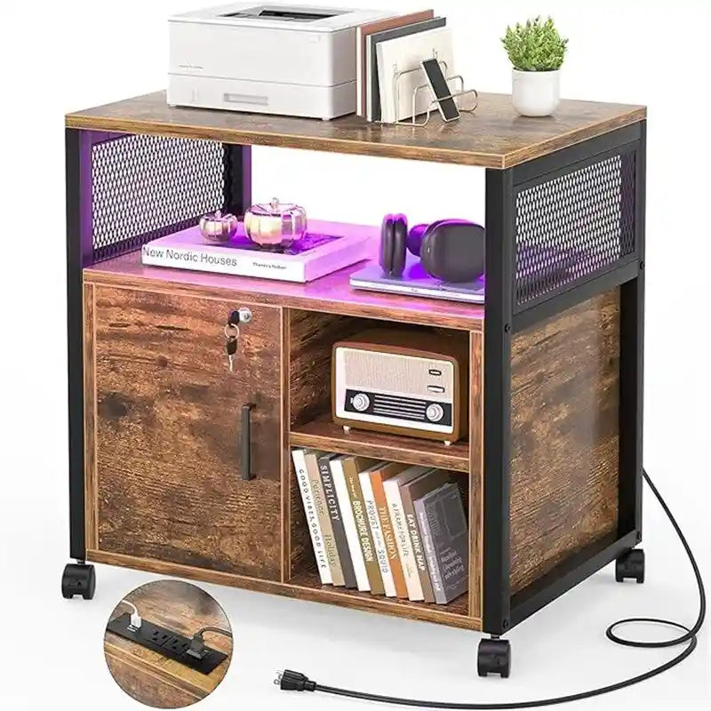 Meuble pour imprimante avec éclairage LED, - 23.6P x 17.2L x 26H