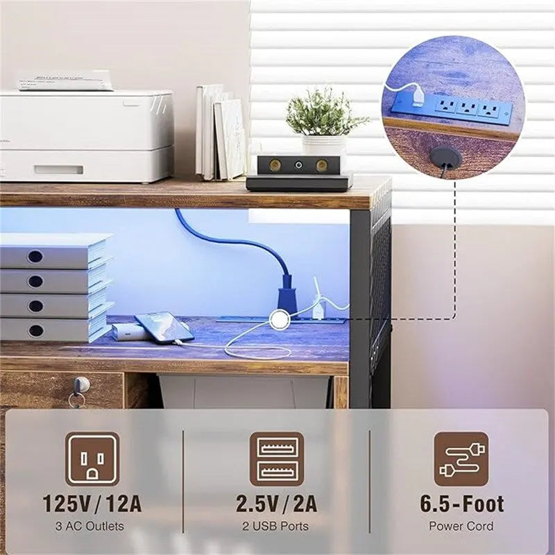 Meuble pour imprimante avec éclairage LED, - 23.6P x 17.2L x 26H