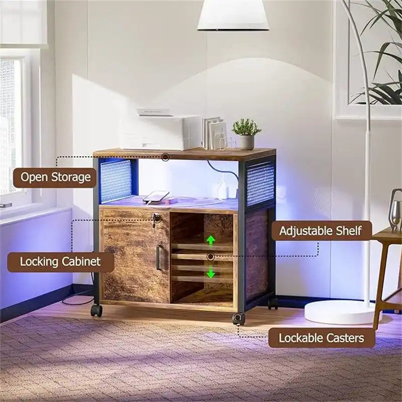 Meuble pour imprimante avec éclairage LED, - 23.6P x 17.2L x 26H