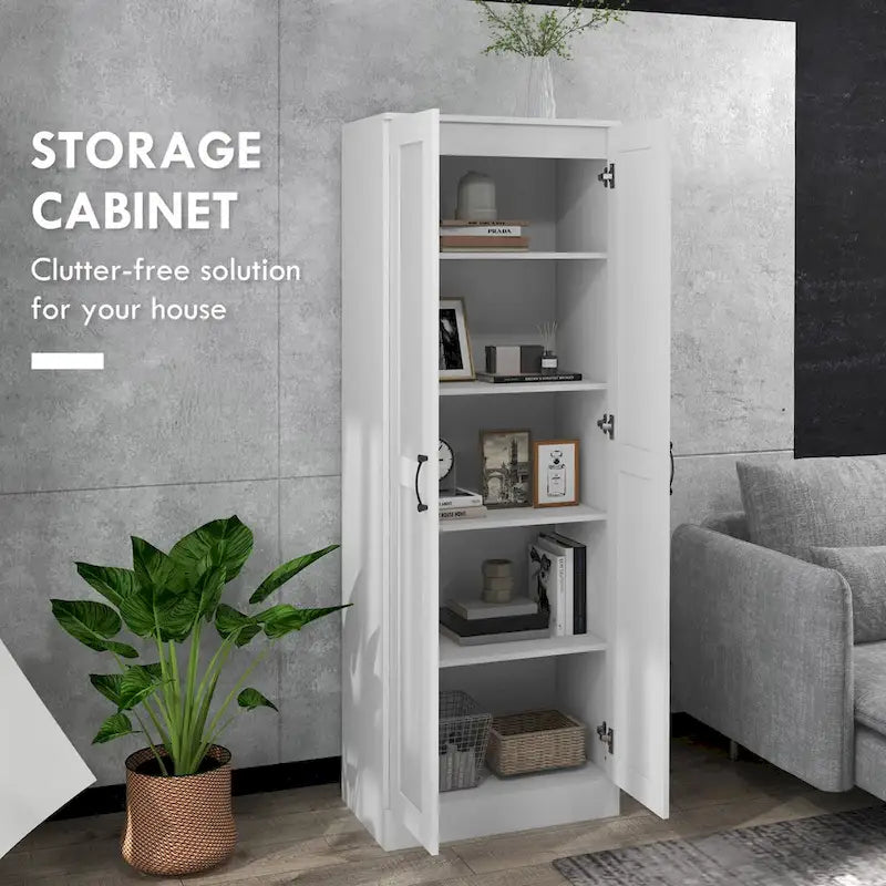 Armoire de rangement haute de 69 avec étagères réglables et portes à fermeture amortie