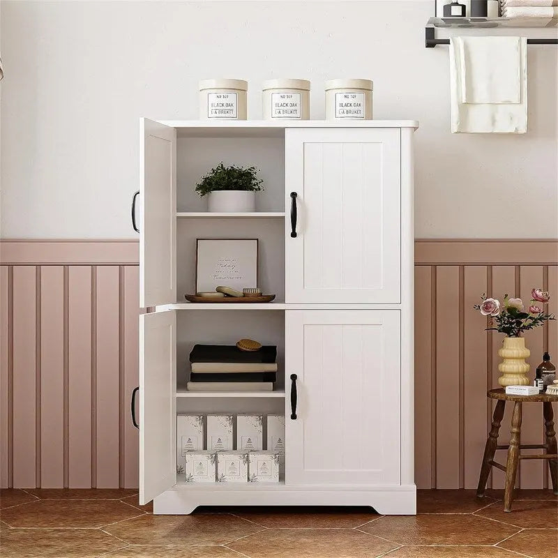 Freistehender Schrank mit 4 Türen und 2 verstellbaren Einlegeböden - 11.8D x 23.6W x 43.3H