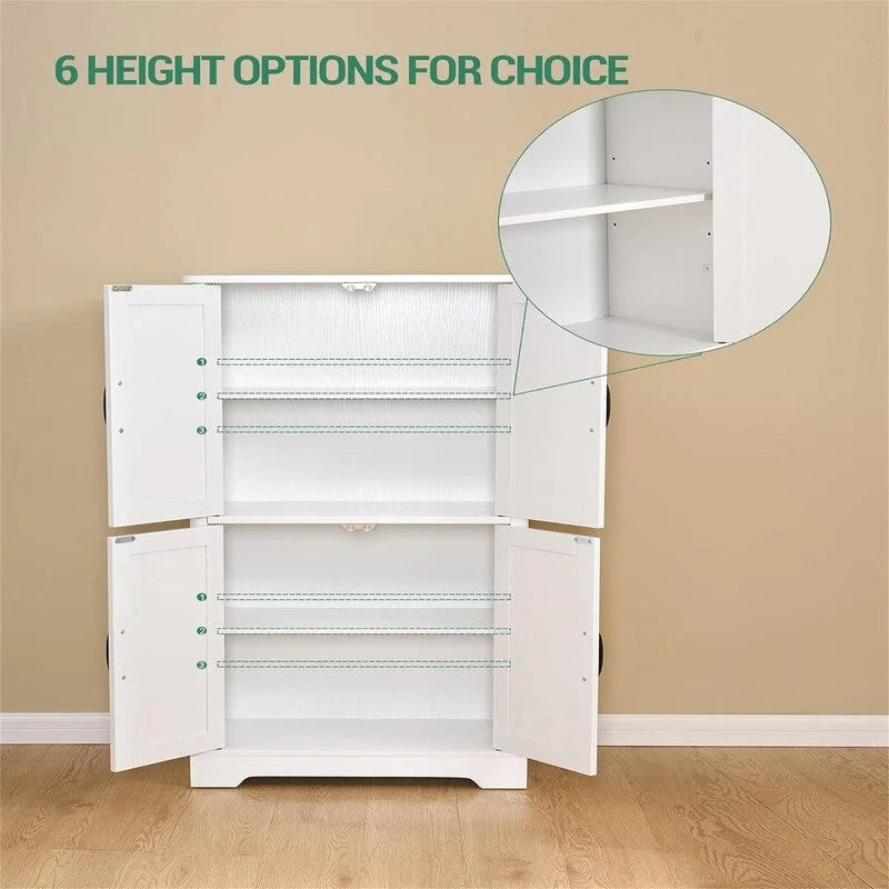 Freistehender Schrank mit 4 Türen und 2 verstellbaren Einlegeböden - 11.8D x 23.6W x 43.3H