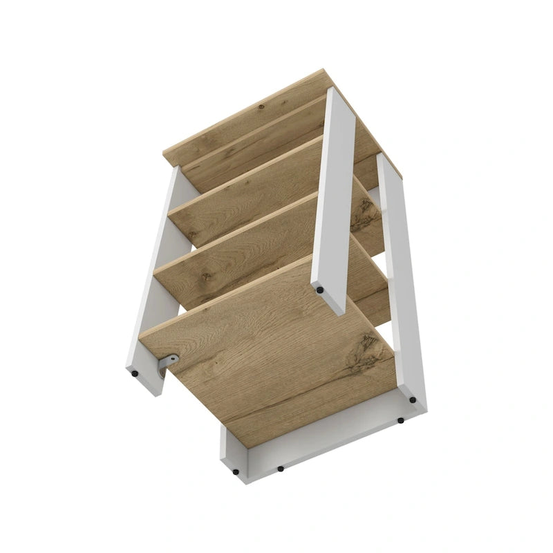 Wäscheschrank, vier Regalböden, vertikal, helle Eiche / Weiß Hochwertig und langlebig