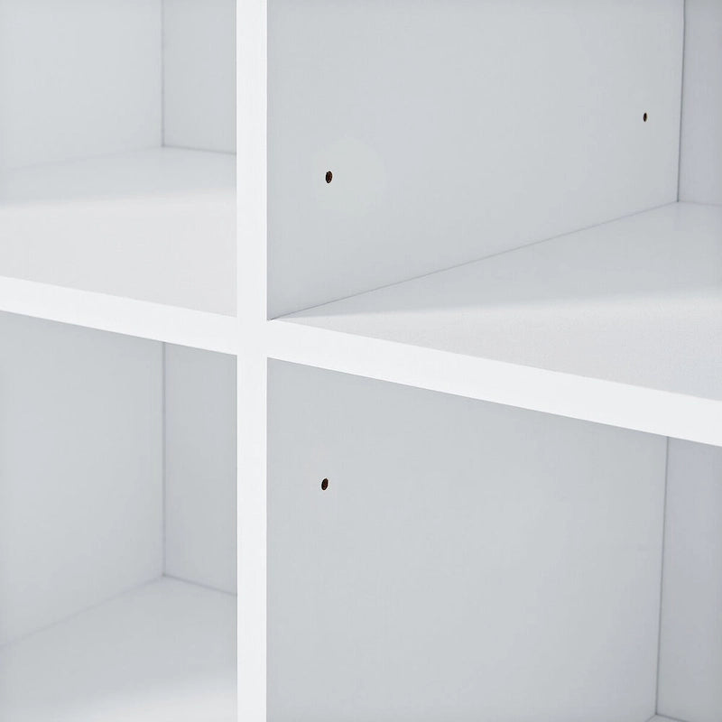 Badezimmerschrank mit Türen und Schubladen, viel Stauraum, freistehend, offene Fächer, verstellbarer Einlegeboden, Weiß